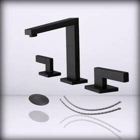 16439-black 810148590017 Bwe 8 - Inch Widespread Bathroom Faucet Matte Faucets For Sink