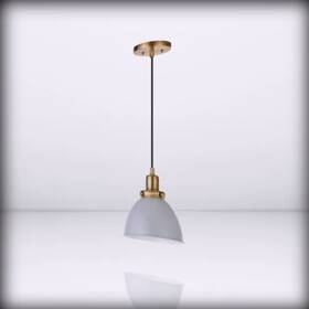 230532x Henn&hart 8 - Wide Pendant With Metal Shade In Medium Gray/gold For Ho Wi