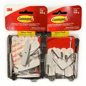 17065-7es 3m 2pack Command Medium Wire Hooks White Damage Free 14 Hook Total 2 Lb B