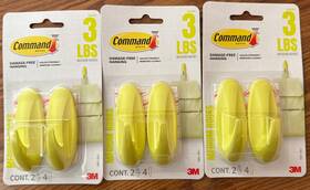 17081-cnbu 3m Command Hooks 3 Packs Of 2 Yellow Wall Lbs