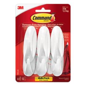 170816es 3m Designer Hooks Plastic White 3 Lb Cap 6 And 12 Strips/pack