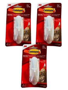 17083es 3m Command Large Designer Hook White 1 Count Wall General Purpose 3 Pack