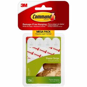 Mmm17024136es 3m 17024136es Poster Strips Removable Adhesive Mega Pk 136/pk We