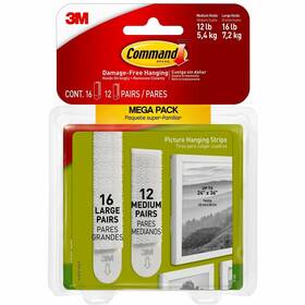 Mmm1720928es 3m Picture Hanging Strips 3 Lb Or 4 Cap/set 28/pk White 1720928es