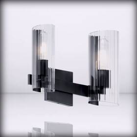 55167bk Kichler Jemsa - 2 Light Vanity For Modern With Clear Fluted Glass In B 13
