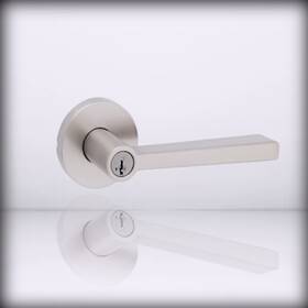 740hflrdt-15s Kwikset - Halifax Lever With Round Rose Entry Door Lo Satin Nickel