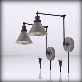 A03705 Lnc Swing - Arm Wall Lamp For Modern Plug In Sconce Hardwired Adjustab Silv