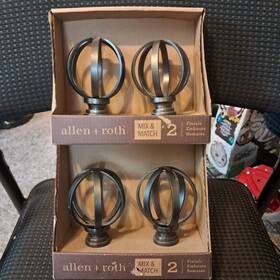 1239784 Allen Roth 2 Packs Of 2-pack Gunmetal Aluminum Curtain Rod Finials 4 In Total