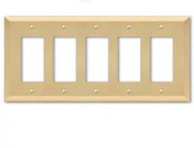 163r5sb Amerelle Metallic 5 Gang Rocker Steel Wall Plate - Satin Brass Free Shipping