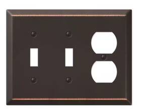 1-duplex Amerelle 163ttddb Metallic 3 Gang 2-toggle And Steel Wall Plate - Aged Bronze