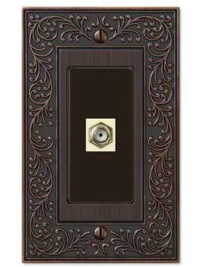 43cxvb Amerelle English Garden 1 Gang Coax Metal Wall Plate - Aged Bronze