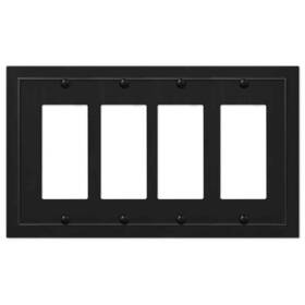 57r4bk Amerelle Bethany 4 Gang Rocker Metal Wall Plate - Black