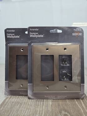70rrbn Amerelle Ansley 2 Gang Rocker Metal Wall Plate -brushed Nickel- New 2pack