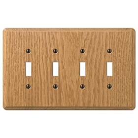 901t4l Amerelle Wood 4-gang Toggle Wall Plate 1-pack