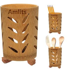 Amlits 659675942384 Bamboo Toothbrush Holder With Drainage Quick Drying Single-piece Design