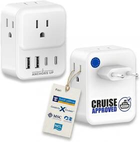 Anchors Up 313114164132 Eu Plug Travel Adapter For Cruise Ships - 8-in-1 Multi With Usb Ports