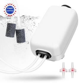 Ap-215 Aquaneat Pump Air 100gal Adjustable Dual Outlet Oxygen Aerator With Stones Aquarium Fish