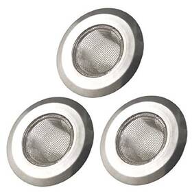 Arology 817082021607 3 Pcs Kitchen Sink Strainer - Stainless Steel Mesh Large Wide Rim Silver