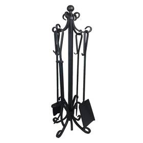Ashman Online 810065961198 5-pieces Fireplace Iron Standing Tools Setw/heavy Crook Handles