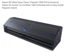 Fm-1509sa1 Awoco 36 Inch Super Power 2 Speeds Commercial Indoor Air Curtain 1200 Cfm Mag Switch
