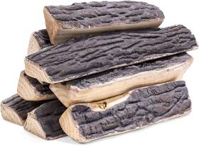 95025 Barton 8-pieces Realistic Ceramic Wood Log Set Ash Style Stackable Logs Gas