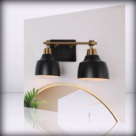 Bathroom Light Fixtures 735940924474 Classy Leaves - 2-light Farmhouse Matte Black And Plat
