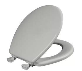 450ec-162 Bemis Enameled Wood Closed Front Toilet Seat In Silver Removes For Easy Cleaning