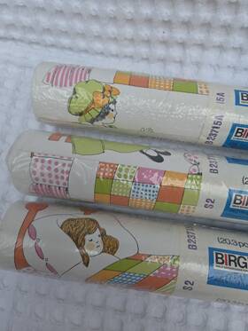B23715a Birge 3 Rolls Vintage Wallpaper Roll Nursery Rhymes Vinyl Wall Covering 56 Sq Ft Each