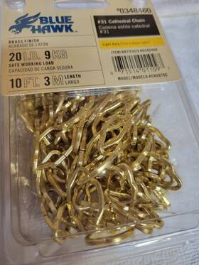 0348460 Blue Hawk 10-ft #31 Brass Finish Cathedral Chain #0348460