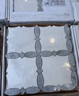 1694052 Boutique Stone Designer Series Waterjet Chantilly Lace Gray 13x13 Polished Natural Mosaic Tile Floor Wall