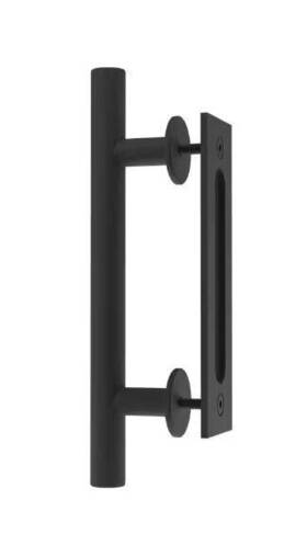 X001ycbdhx-ltc Boyel Living 12 Inch Black Ladder Pull And Flush Sliding Barn Door Handle Set-nob
