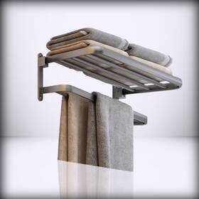 1011-gr-50 Bozwell Bathroom - Lavatory Towel Rack With 2 Bars For Modern Grey 20inch