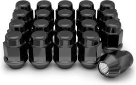 1707sbk-20am Branded 313017577510 White Knight Black Chrome M12x1.50 Bulge Acorn Lug Nut 20 Pack