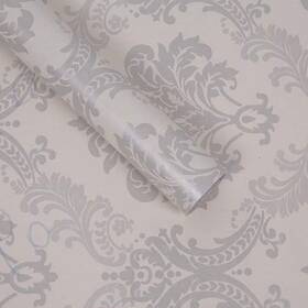 Branded 715377717825 Silver Damask Peel And Stick Wallpaper Easily Removable Printed Wall Pape