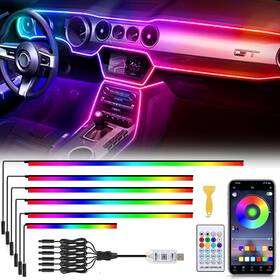 Cl-b6 Branded Rgb Interior Led Light Kit For Car 6-in-1 Acrylic Strip App Music Sync Usb