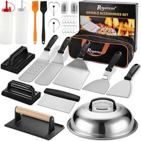 Cy001 Branded Griddle Accessories Set 29pcs With Spatulas Press Cover And Carry Bag