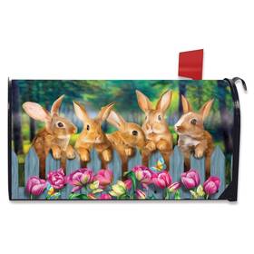 Mbbl-m01214 Briarwood Lane Garden Bunnies Spring Magnetic Mailbox Cover Tulips Easter Rabbit Standard