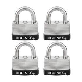 172-40411 Brinks - 40mm Laminated Steel Keyed And Warded Padlock 4-pack Chrome Plate