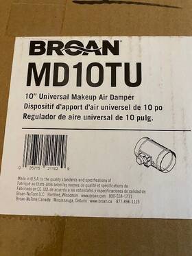 Md10tu Broan 10 Inch Makeup Air Damper