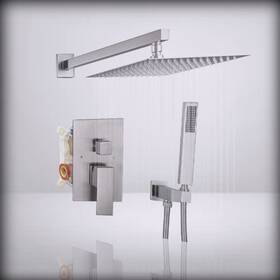 2-functions Bwe 5012-n 12 Inch Square Shower For Head System Bathr Brushed Nickel