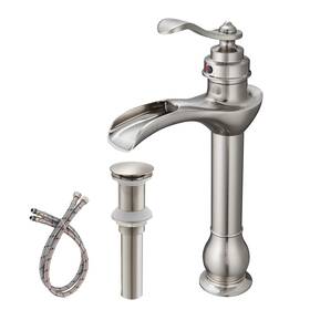 6573h-n Bwe Vessel Sink Faucet Waterfall Brushed Nickel With Pop Up Drain Assembly An