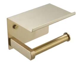 A-91021-bg Bwe Wall Mounted Stainless Steel Toilet Paper Holder With Phone Shelf-brushed Gold