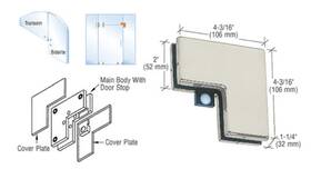 Ph60bs C.r. Laurence Crl Polished Stainless Sidelite Mounted Transom Patch With Reversible Door Stop