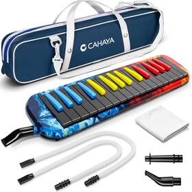 Cy0347-us Cahaya Melodica 32 Keys Double Tubes Mouthpiece Air Keys-vibrant