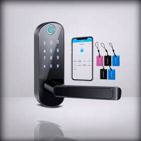 Catchface 727522007422 Smart Lock Bt - Enabled Fingerprint And Touchscreen Electronic Door Loc Tfx1-black