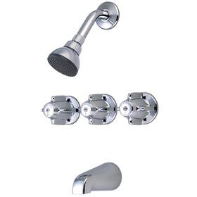 Central Brass 0968 Three Handle Tub And Shower Set In Chrome Bathtub Faucets