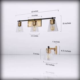 Classy Leaves 789091707028 3-light Vanity - Light Bathroom Ligh Black And Gold Lig