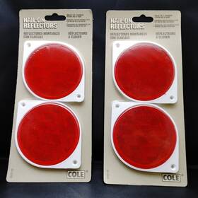 03-3300 Cole Red Reflectors 3 Inch High Visibility Weatherproof Nail / Screw On Made By Usa