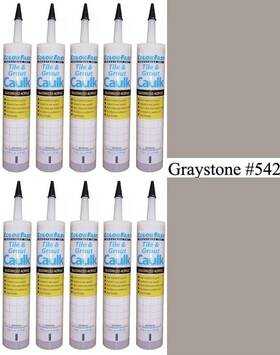 Ca-c-542-10s Colorfast Lot Of 10 1 Case Sanded Tile And Grout Caulk Polyblend #542 Graystone