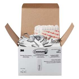 17065-s35na Command Medium Wire Hooks 2-3/16 Inch H X 7/8 W 13/16 D White Pack Of 35